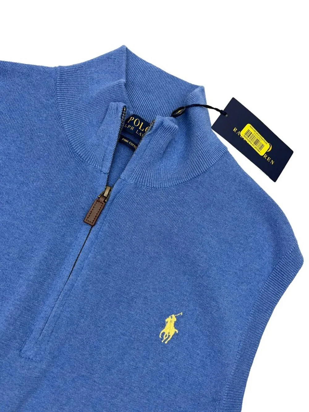 Polo Ralph Lauren NEW NWT Pima Cotton Zip Blue Sweater Vest Mens M